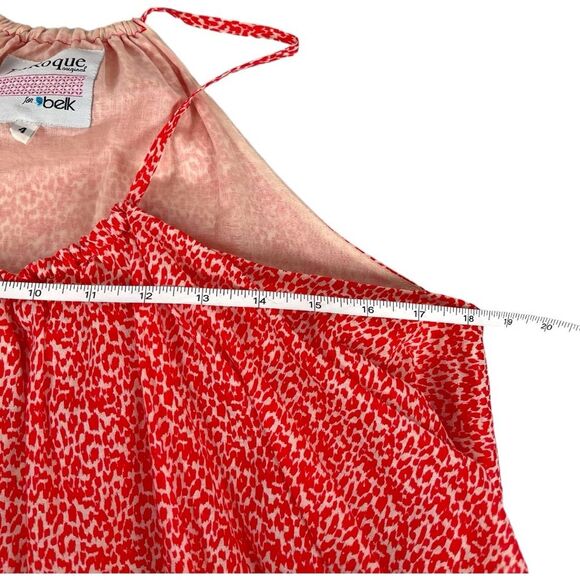 LaRoque Red Spotted Animal Print Flounce Ruffle Halter Mini Dress Women’s Size 4 - Picture 8 of 9